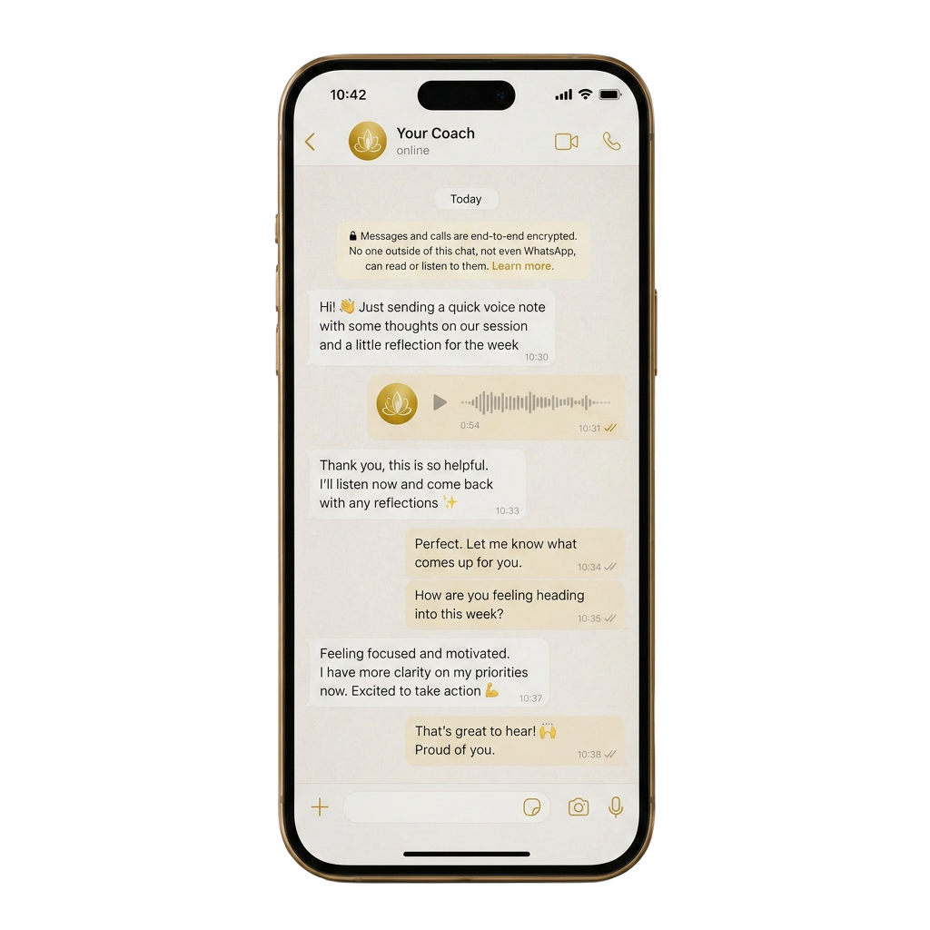 WhatsApp accountability check-in on phone